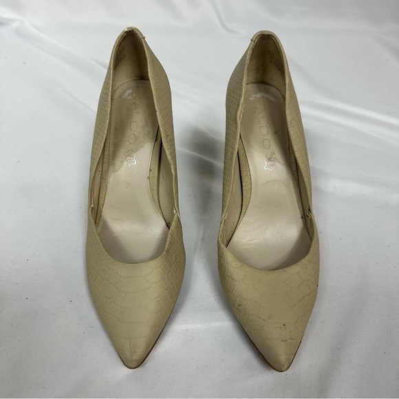 ALDO Faux Snake Skin Print Nude Heels in Size 38.5/8 - Picture 1 of 6